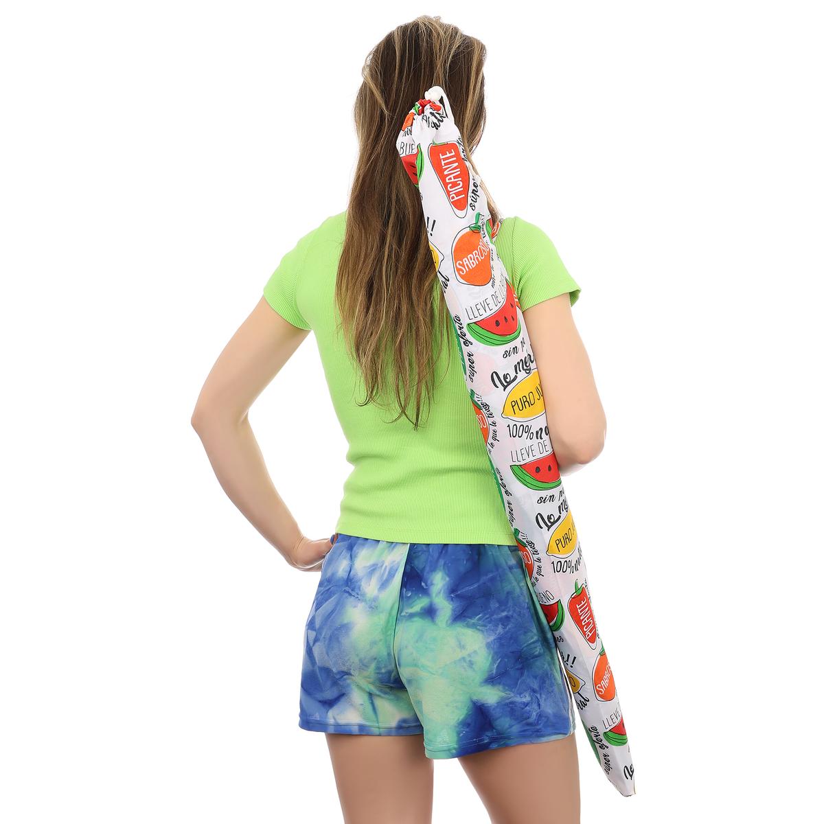 Umbrela plaja 180 cm cu imprimeu fructe, structura otel, reglabila pe inaltime si inclinare, multicolor