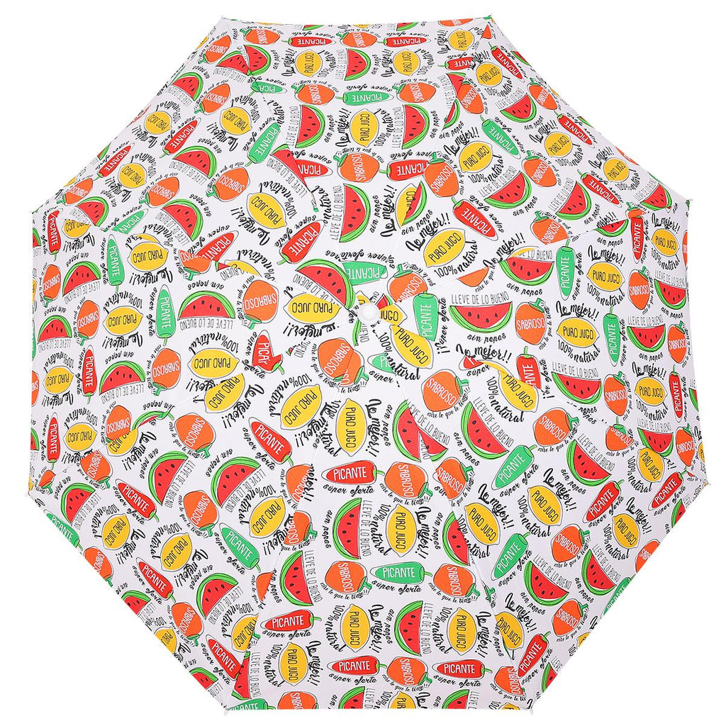 Umbrela plaja 180 cm cu imprimeu fructe, structura otel, reglabila pe inaltime si inclinare, multicolor