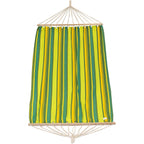 Hamac dublu cu bare din lemn, pentru 2 persoane, bumbac, 150kg, 200x150 cm, verde si galben