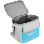 Geanta termica 10L cu buzunare, izolatie aluminiu, 24x19x22 cm, albastru si gri