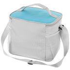 Geanta termica 10L cu buzunare, izolatie aluminiu, 24x19x22 cm, albastru si gri