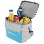 Geanta termica 10L cu buzunare, izolatie aluminiu, 24x19x22 cm, albastru si gri