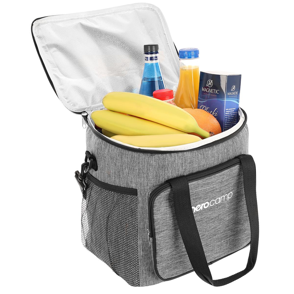 Geanta termica 28L, cu curea ajustabila si 3 buzunare, 37x29x29 cm, gri