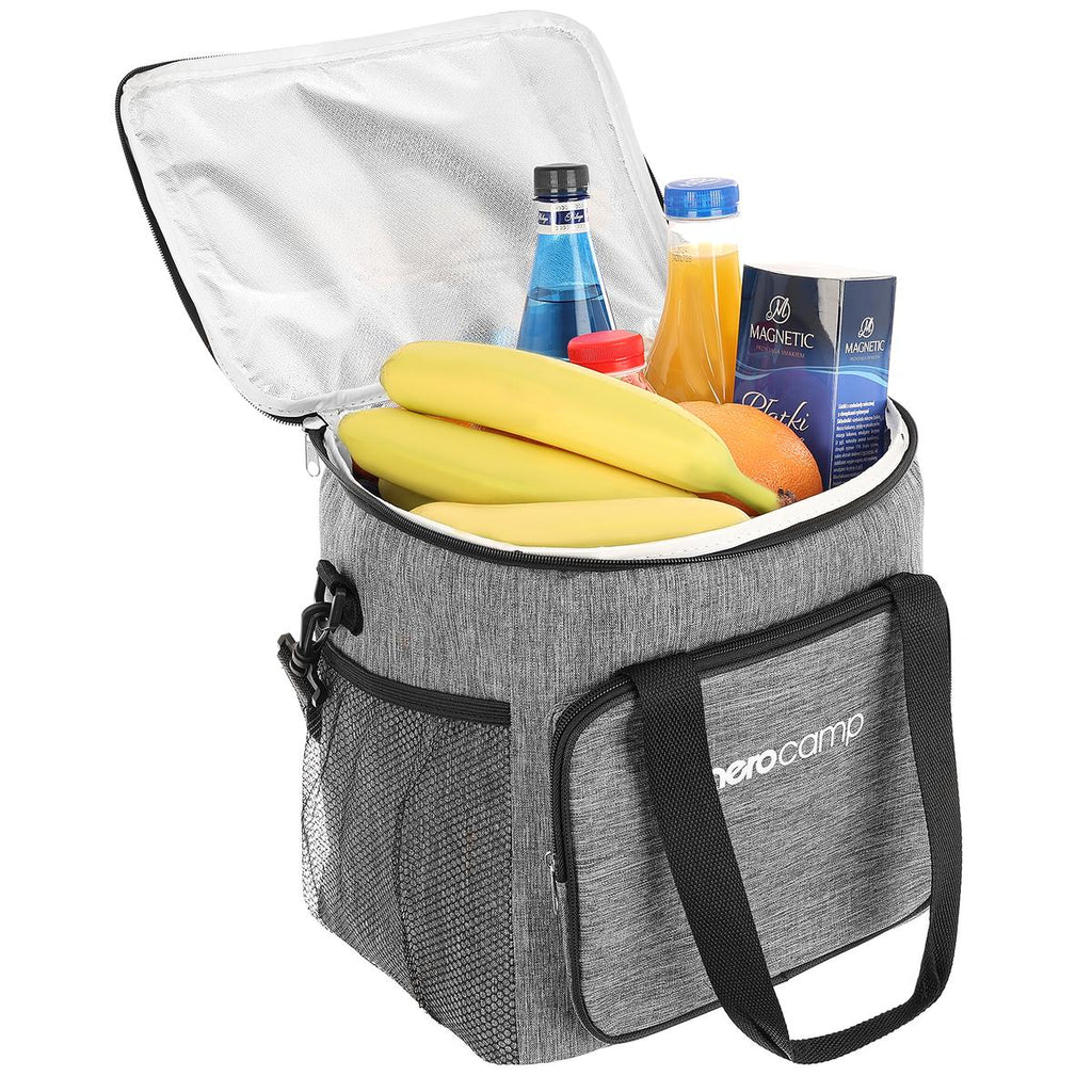 Geanta termoizolanta 18L, cu buzunare exterioare si curea reglabila, 29x23x27 cm, gri