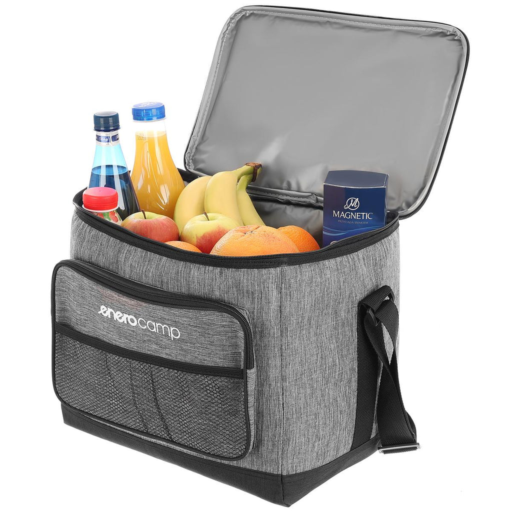 Geanta termica 25L cu buzunare frontale, strat interior PEVA si curea reglabila, 34x24x30 cm, gri