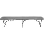 Banca pliabila, imitatie lemn, HDPE si otel, 183x28x43 cm, gri inchis