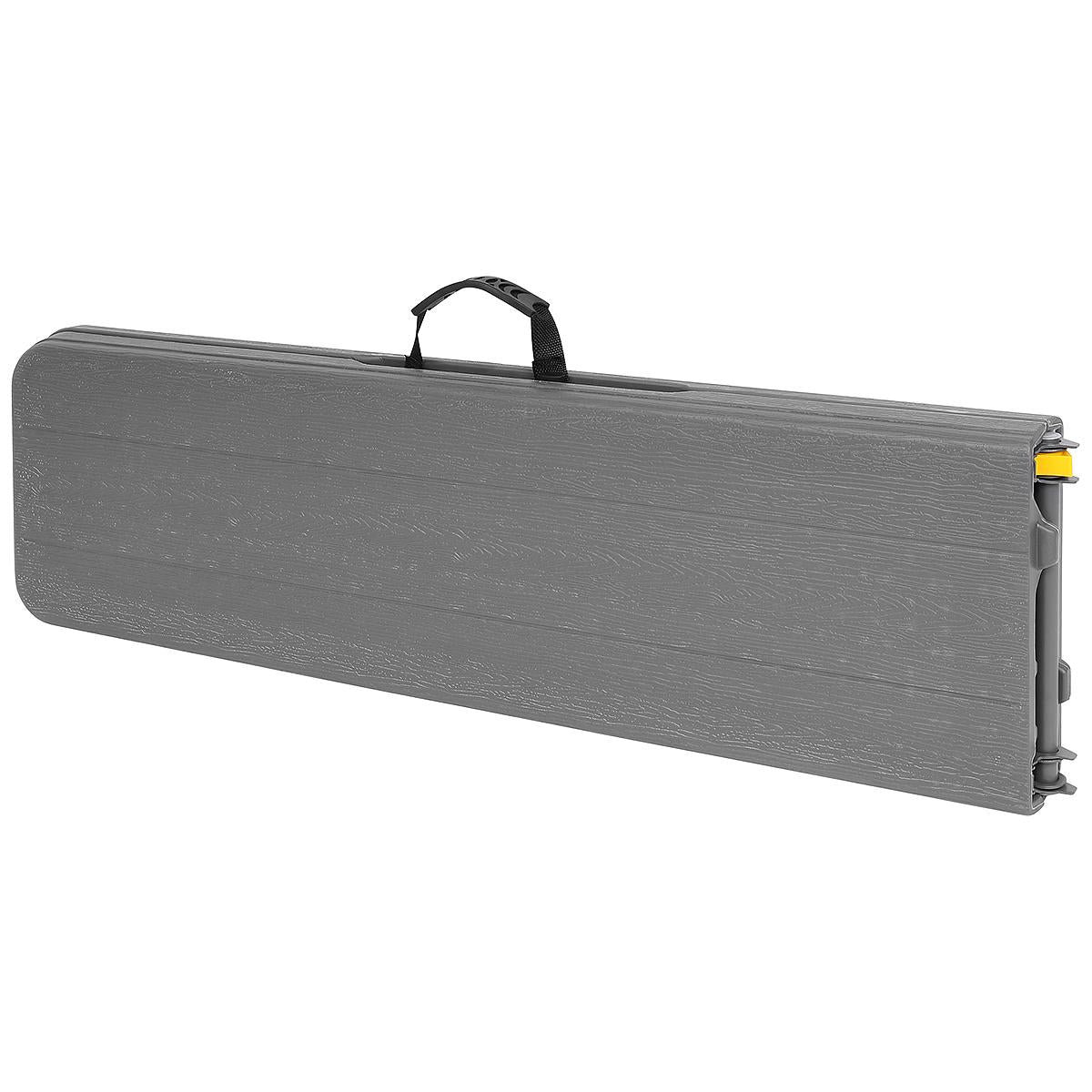 Banca pliabila, imitatie lemn, HDPE si otel, 183x28x43 cm, gri inchis