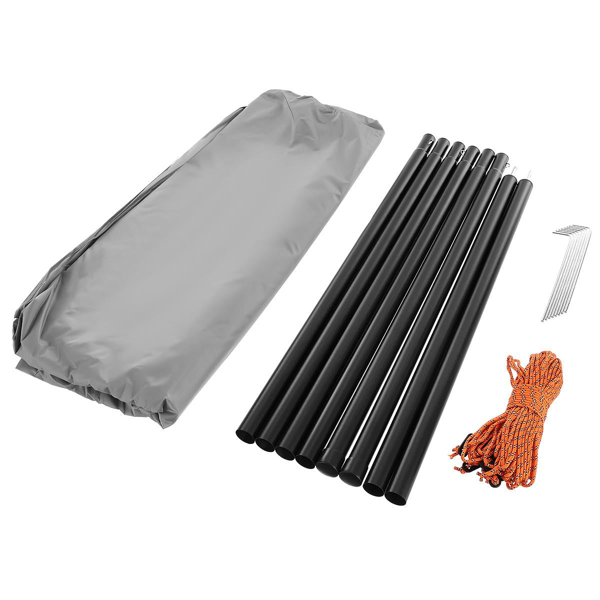 Cort camping 4 persoane cu antreu, protectie UV, impermeabil 3000 mm, 330x250x105 cm, gri