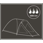Cort camping 4 persoane cu antreu, protectie UV, impermeabil 3000 mm, 330x250x105 cm, gri