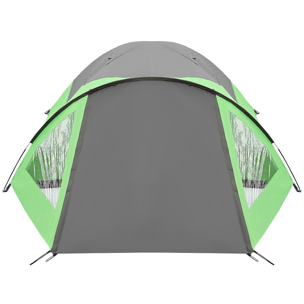 Cort camping 4 persoane cu antreu, protectie UV, impermeabil 3000 mm, 330x250x105 cm, gri