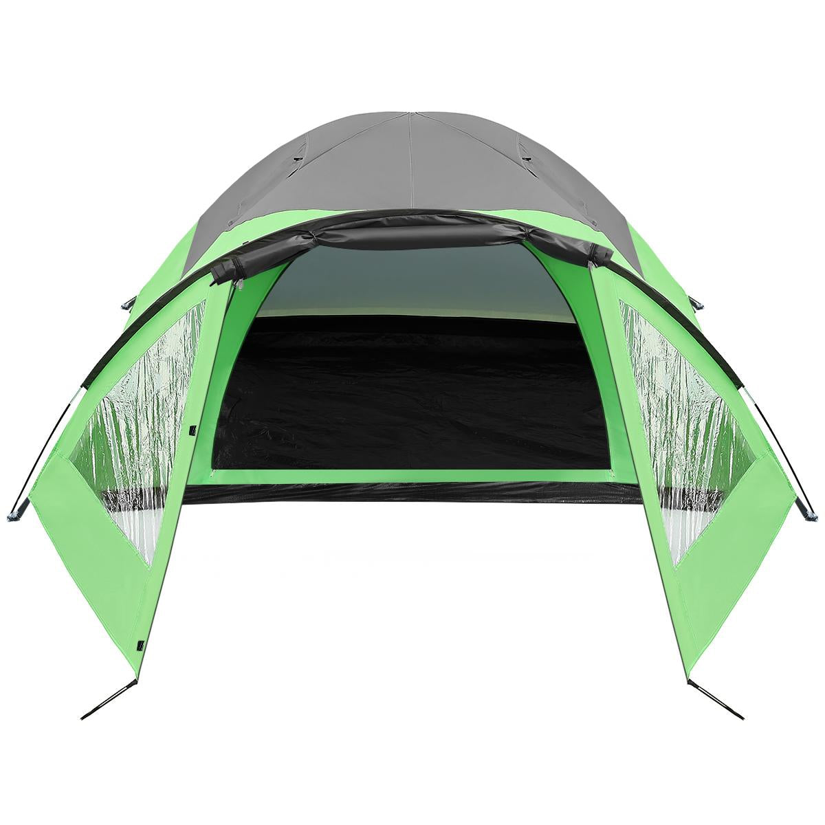 Cort camping 4 persoane cu antreu, protectie UV, impermeabil 3000 mm, 330x250x105 cm, gri