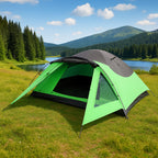 Cort camping 4 persoane cu antreu, protectie UV, impermeabil 3000 mm, 330x250x105 cm, gri