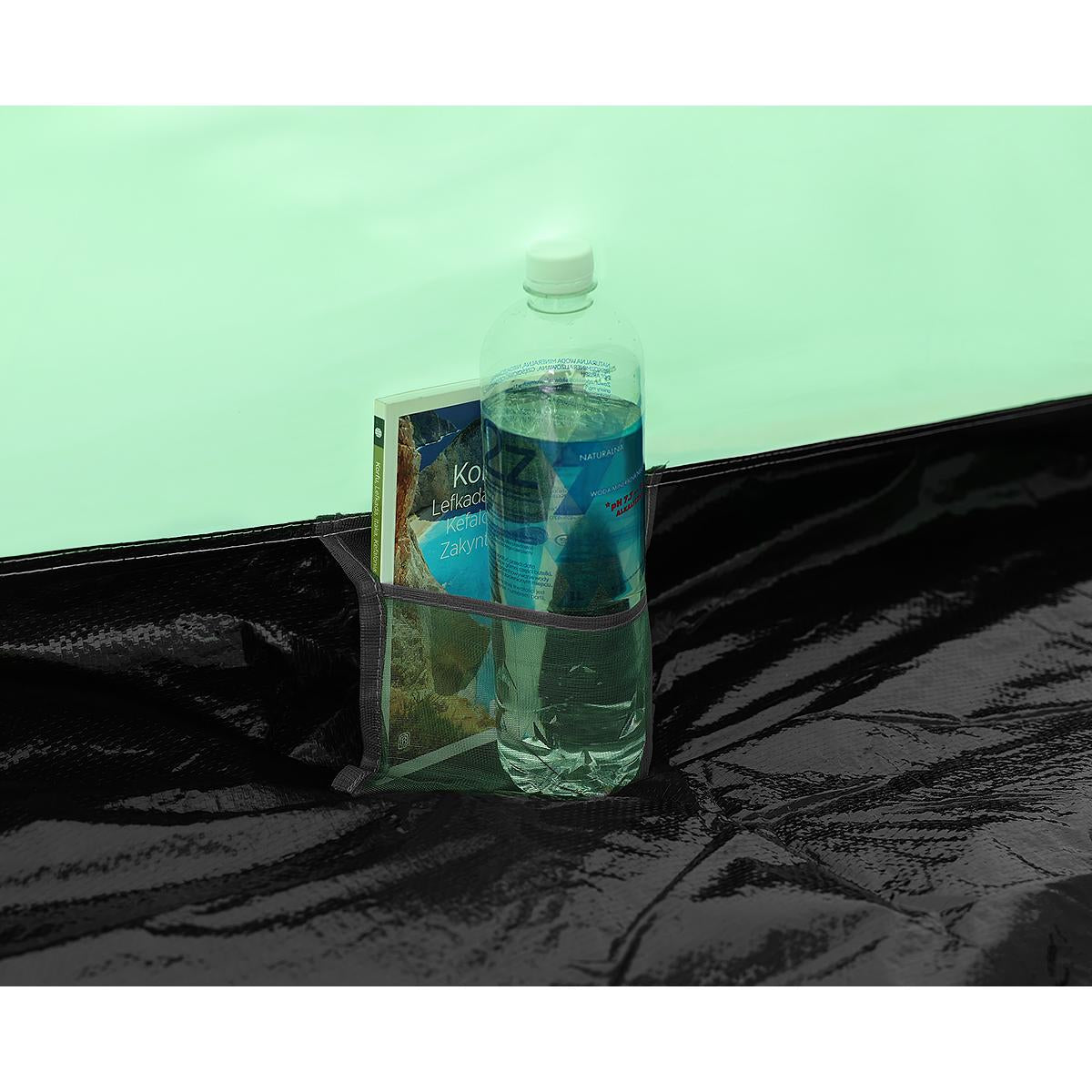 Cort camping 4 persoane cu antreu, protectie UV, impermeabil 3000 mm, 330x250x105 cm, gri