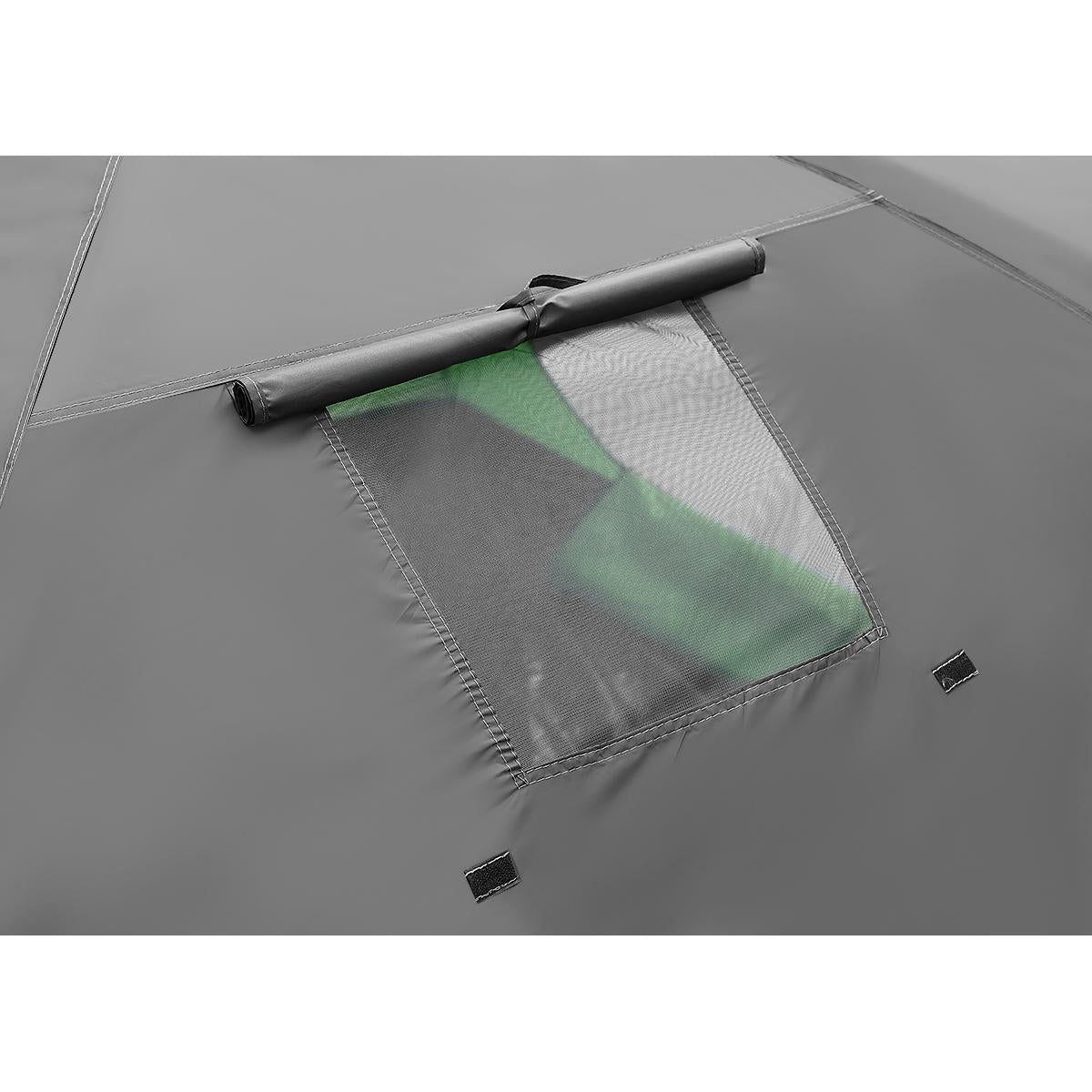 Cort camping 4 persoane cu antreu, protectie UV, impermeabil 3000 mm, 330x250x105 cm, gri