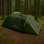 Cort camping 2 persoane cu veranda, impermeabil 3000 mm, 275x150x105 cm, verde