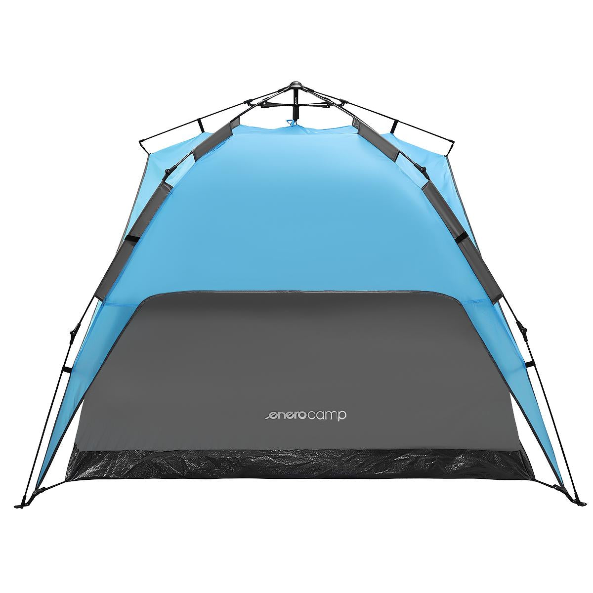 Cort camping 3 persoane, automat cu sistem pop-up, 2 intrari, 2000 mm, 210x180x140 cm, albastru