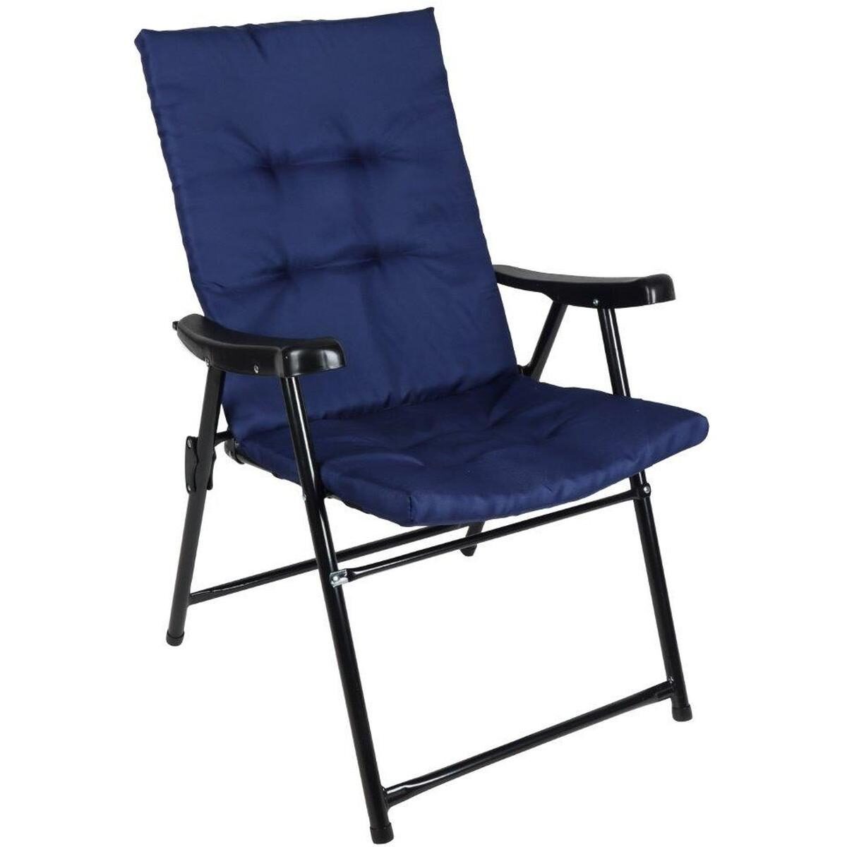 Scaun pliabil de gradina cu perna, structura metalica, 59x66x90 cm, albastru