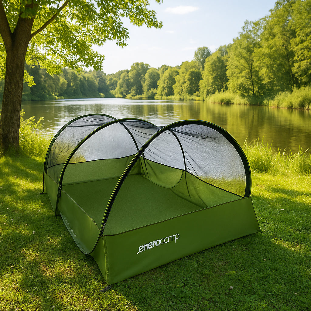 Cort cu plasa anti-insecte autoexpandabil, pentru plaja sau camping, 190x120x95 cm, verde