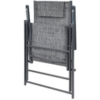 Set 2 scaune reglabile de gradina cu tetiera, textilene si cadru metalic, 57x68x106 cm, gri