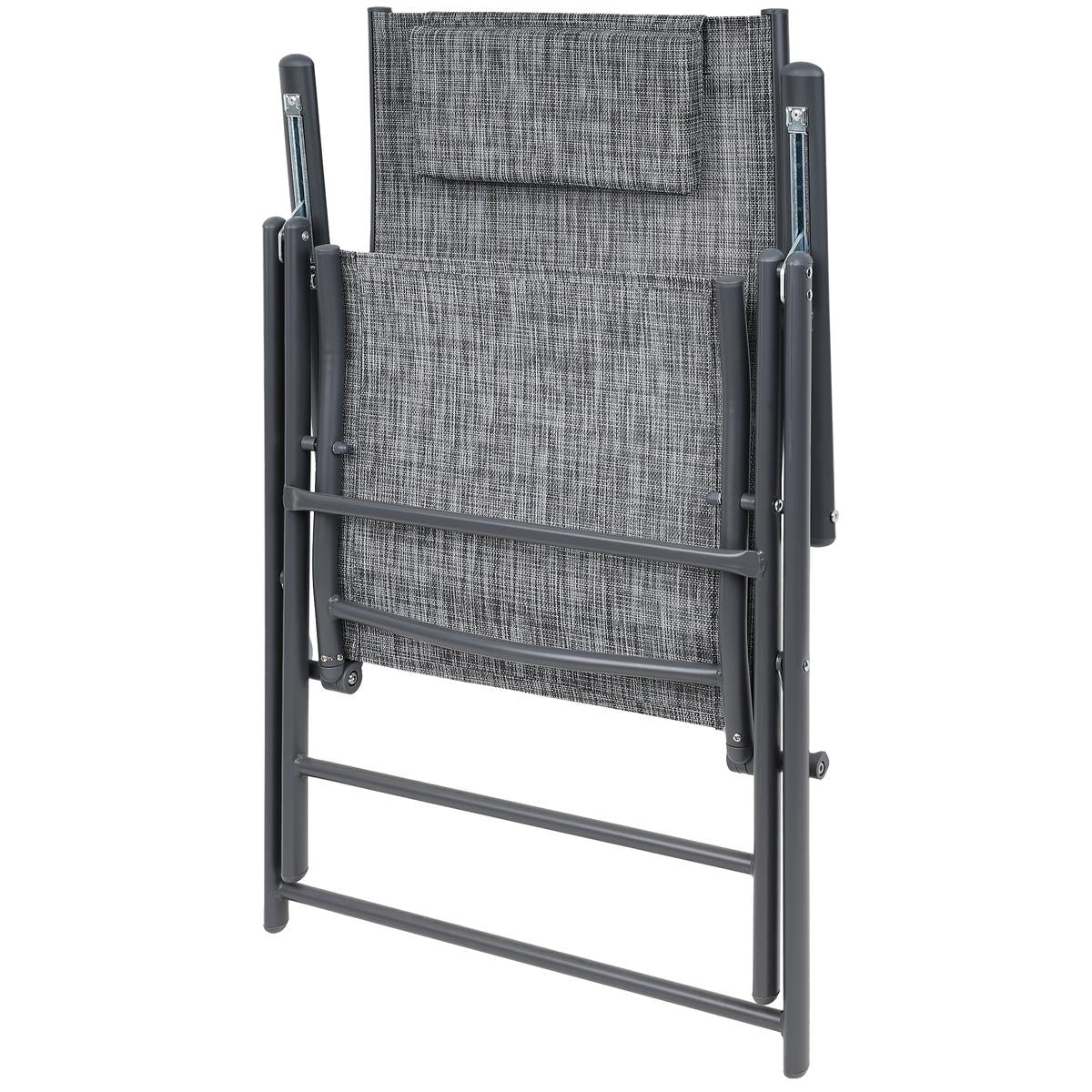 Set 2 scaune reglabile de gradina cu tetiera, textilene si cadru metalic, 57x68x106 cm, gri