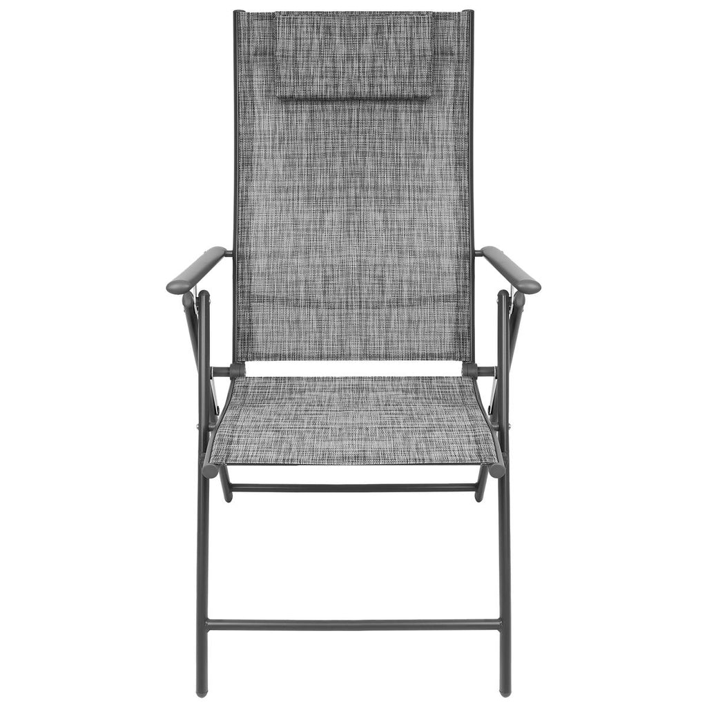 Set 2 scaune reglabile de gradina cu tetiera, textilene si cadru metalic, 57x68x106 cm, gri