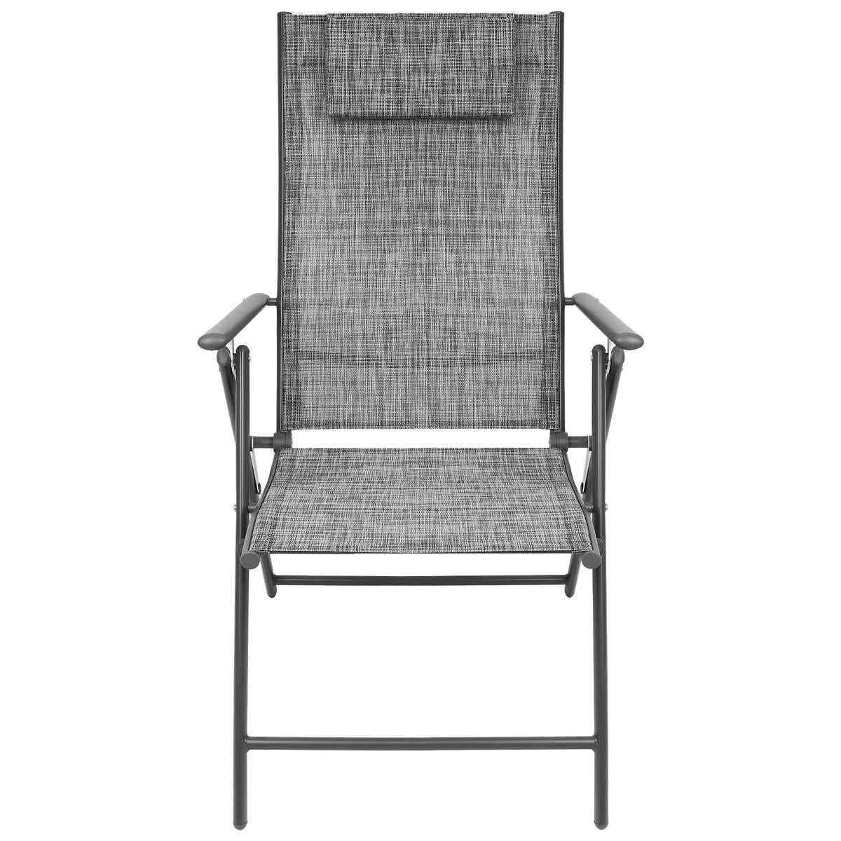 Set 2 scaune reglabile de gradina cu tetiera, textilene si cadru metalic, 57x68x106 cm, gri