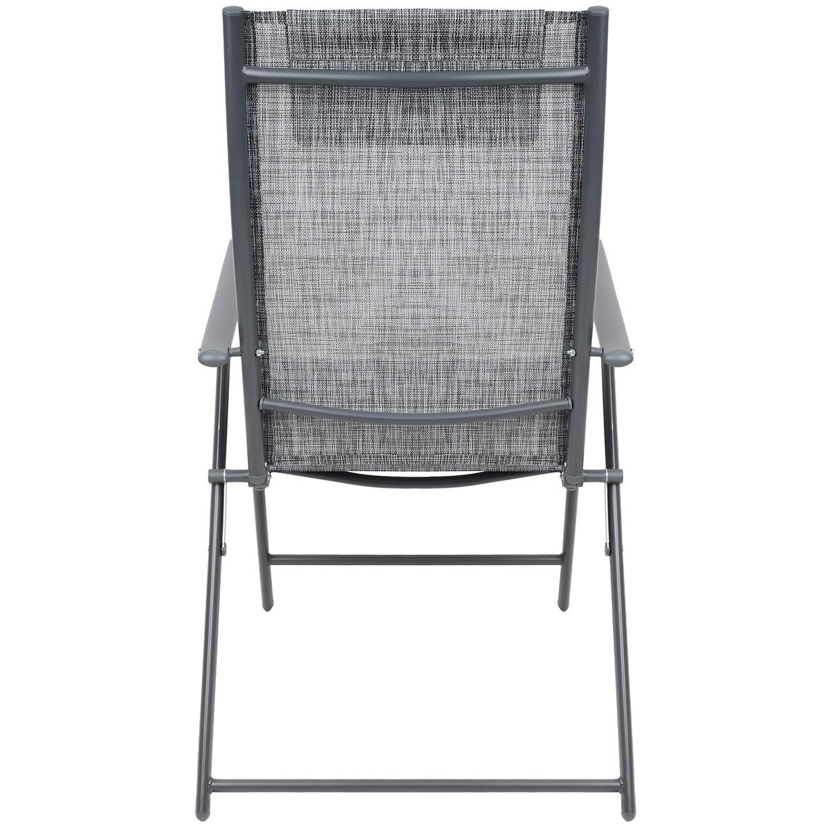 Set 2 scaune reglabile de gradina cu tetiera, textilene si cadru metalic, 57x68x106 cm, gri