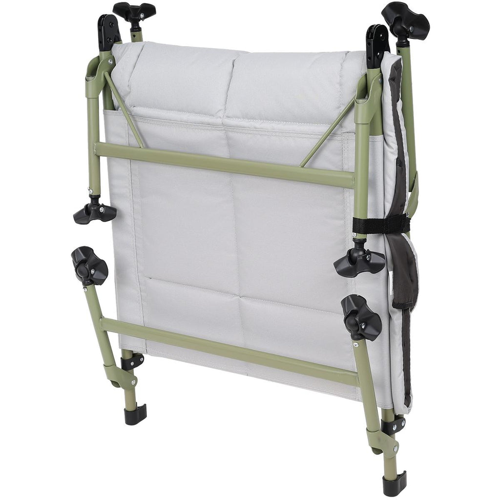 Pat camping turistic, pliabil, Deluxe cu spatar reglabil, maxim 150kg, 190x64x30 cm, gri