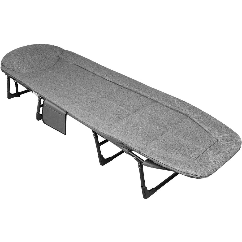 Pat pliabil camping Deluxe Trip cu spatar reglabil tip sezlong, 200x65x29 cm, gri