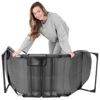 Pat pliabil camping Deluxe Trip cu spatar reglabil tip sezlong, 200x65x29 cm, gri