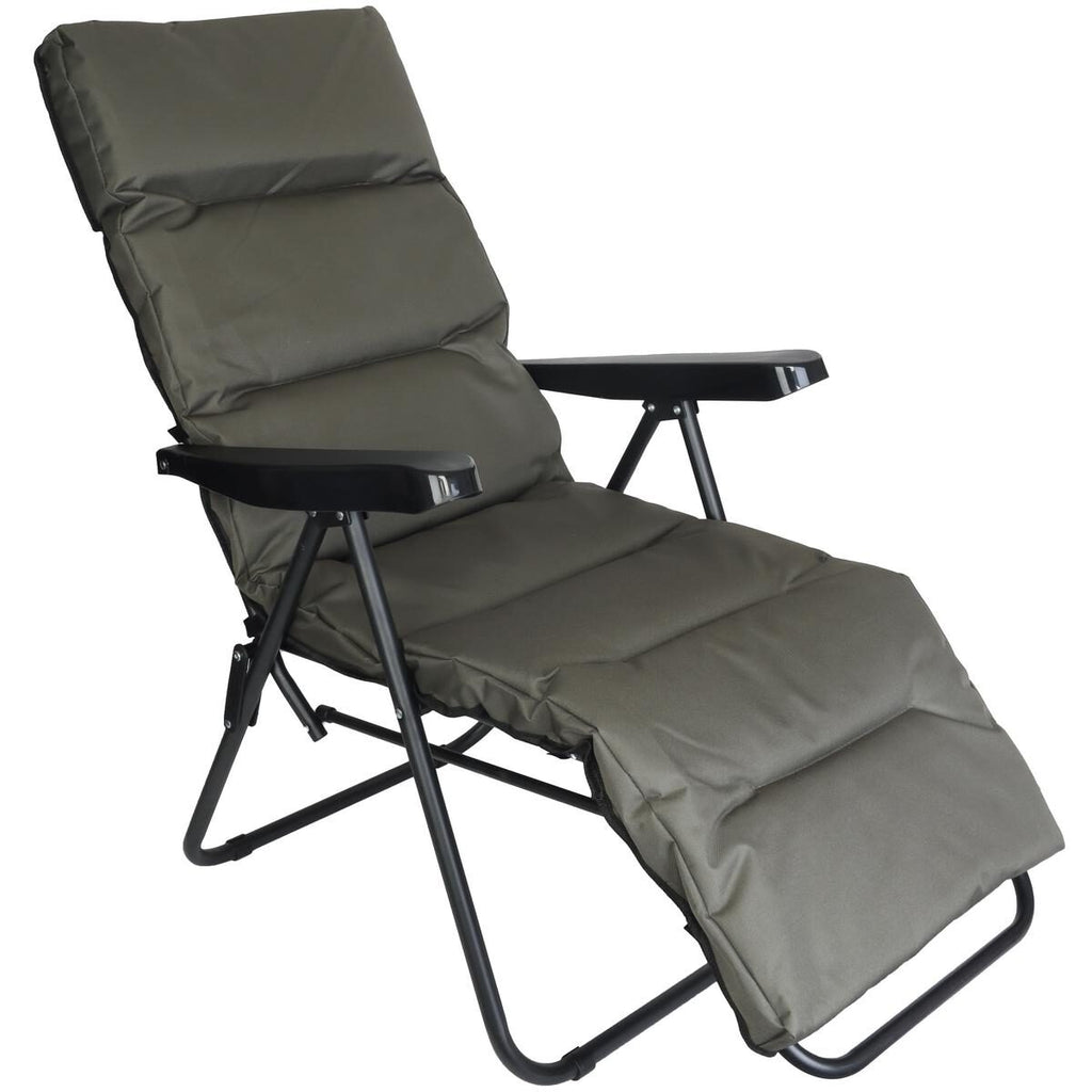 Scaun de gradina cu perna, reglaj pe pozitii, cadru metalic pliabil, 57x83x106 cm, gri
