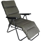 Scaun de gradina cu perna, reglaj pe pozitii, cadru metalic pliabil, 57x83x106 cm, gri