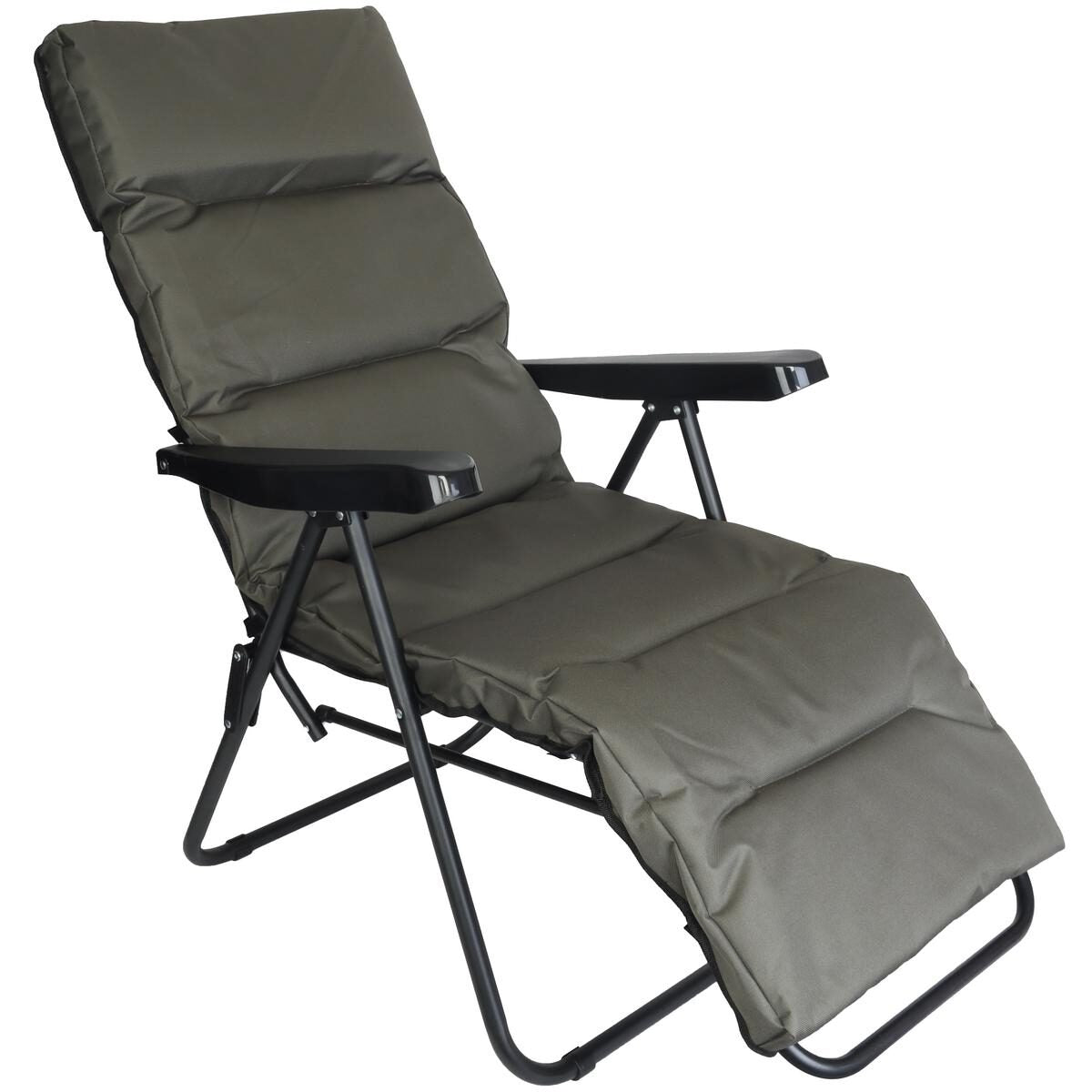 Scaun de gradina cu perna, reglaj pe pozitii, cadru metalic pliabil, 57x83x106 cm, gri