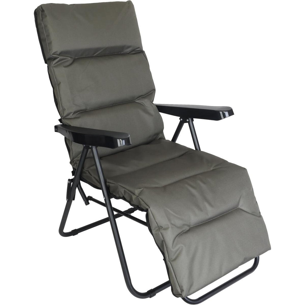 Scaun de gradina cu perna, reglaj pe pozitii, cadru metalic pliabil, 57x83x106 cm, gri