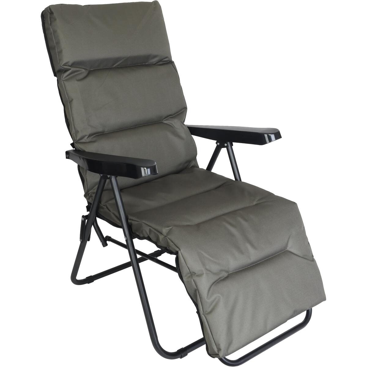 Scaun de gradina cu perna, reglaj pe pozitii, cadru metalic pliabil, 57x83x106 cm, gri
