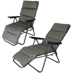 Scaun de gradina cu perna, reglaj pe pozitii, cadru metalic pliabil, 57x83x106 cm, gri