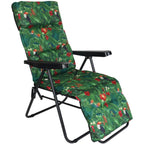 Scaun de gradina cu perna, reglaj pe pozitii, cadru metalic pliabil, 57x83x106 cm, multicolor