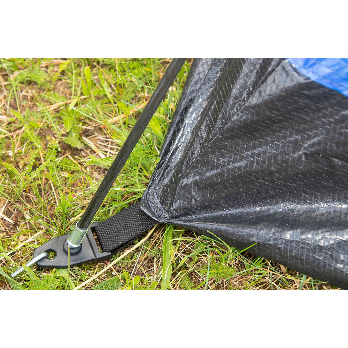 Cort usor de camping 2 persoane, cu plasa tantari, 200x120x100 cm, albastru