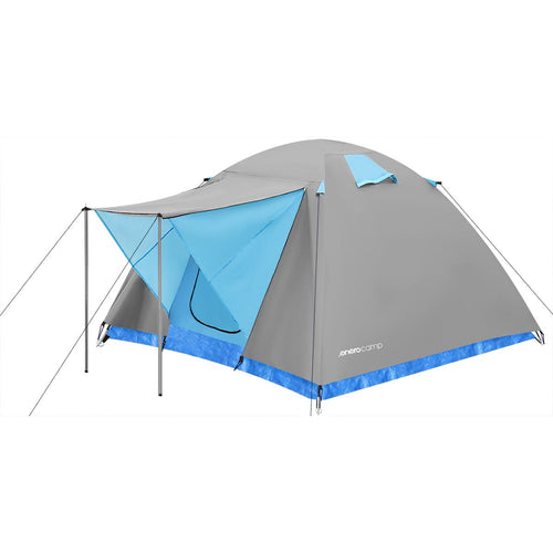 Cort camping iglu, 4 persoane, impermeabil, plasa anti-insecte, 240x210x130 cm, gri