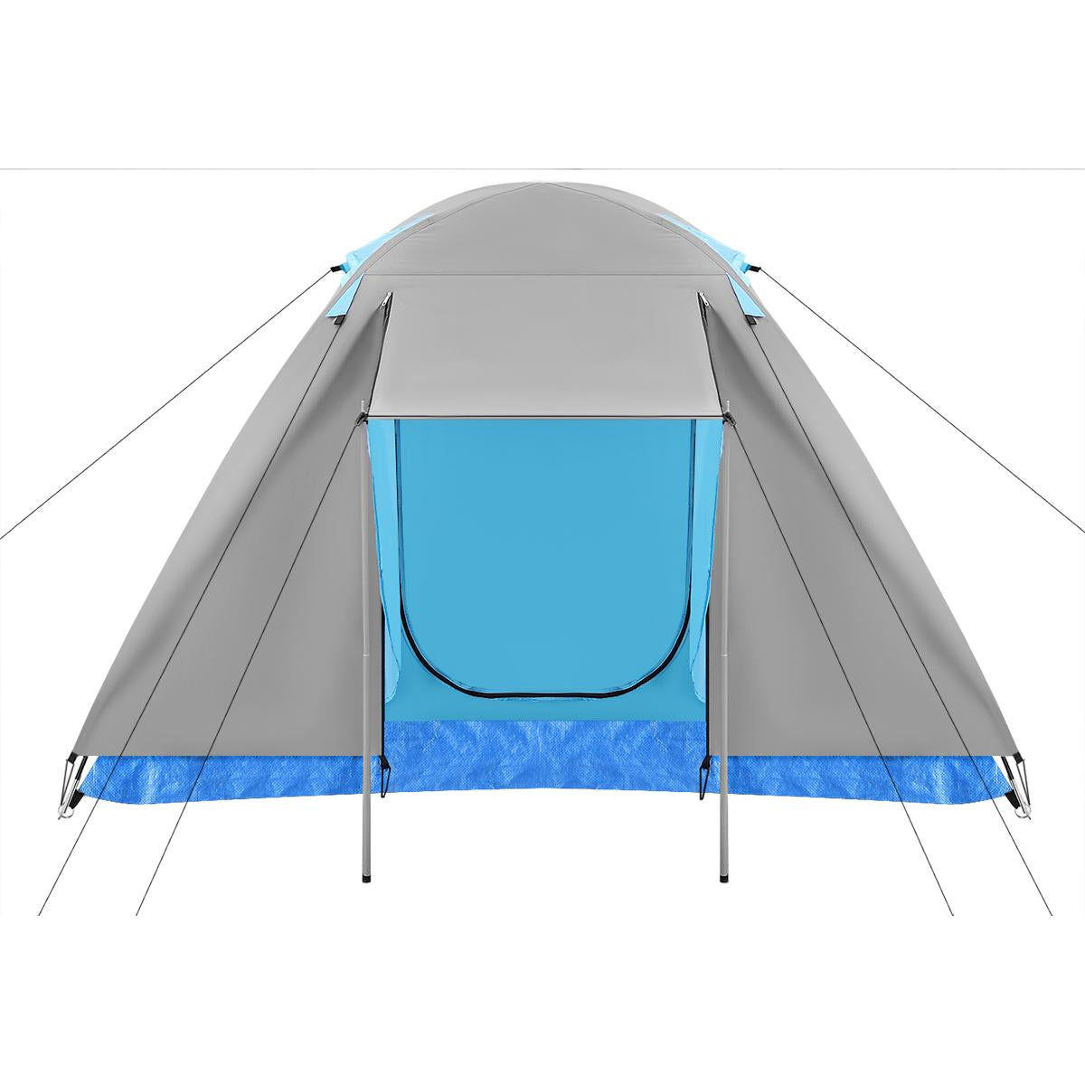 Cort camping iglu, 4 persoane, impermeabil, plasa anti-insecte, 240x210x130 cm, gri