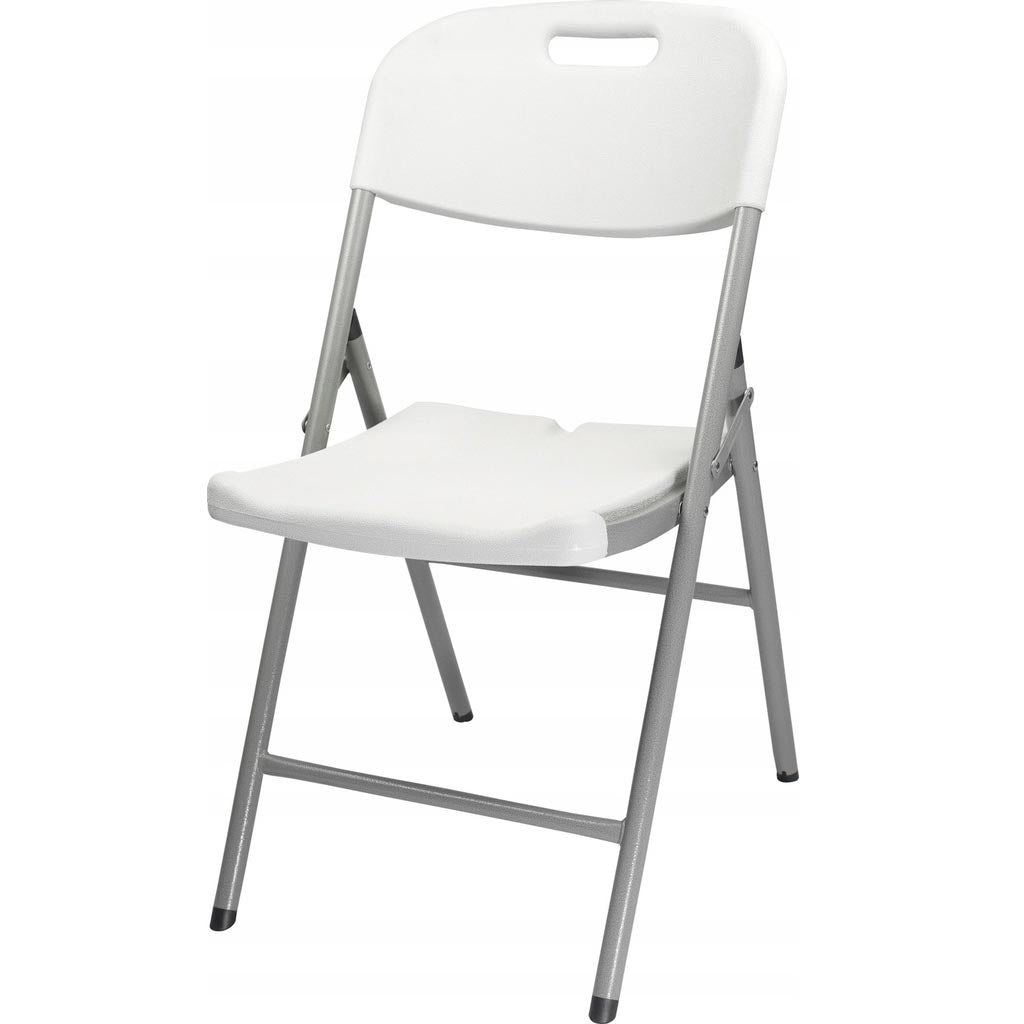 Scaun pliabil 54x46x86 cm, otel si HDPE, antiderapant, alb