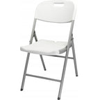 Scaun pliabil 54x46x86 cm, otel si HDPE, antiderapant, alb