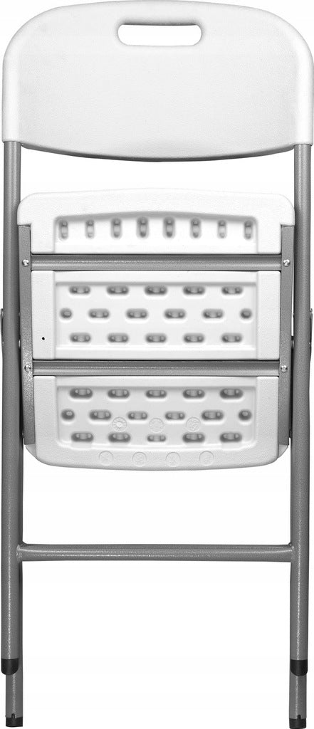 Scaun pliabil 54x46x86 cm, otel si HDPE, antiderapant, alb