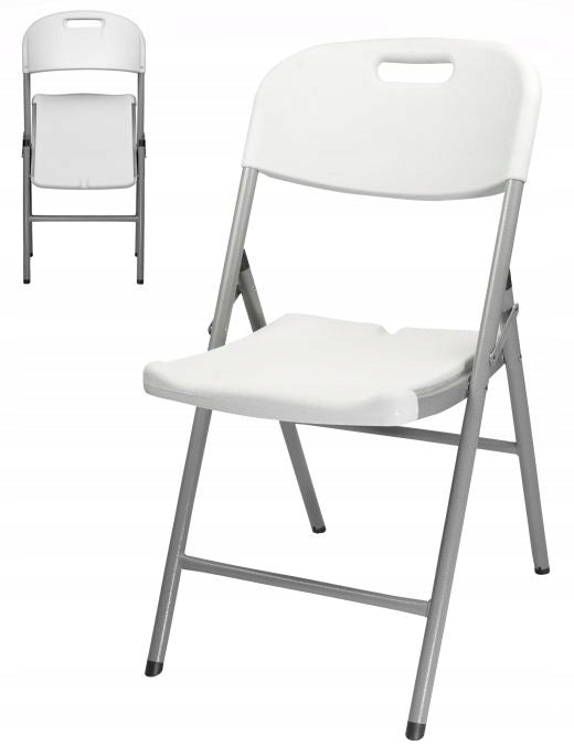 Scaun pliabil 54x46x86 cm, otel si HDPE, antiderapant, alb