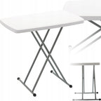 Masa pliabila 76x50 cm, inaltime reglabila 36-71 cm, pentru terasa, gradina sau camping, HDPE alb