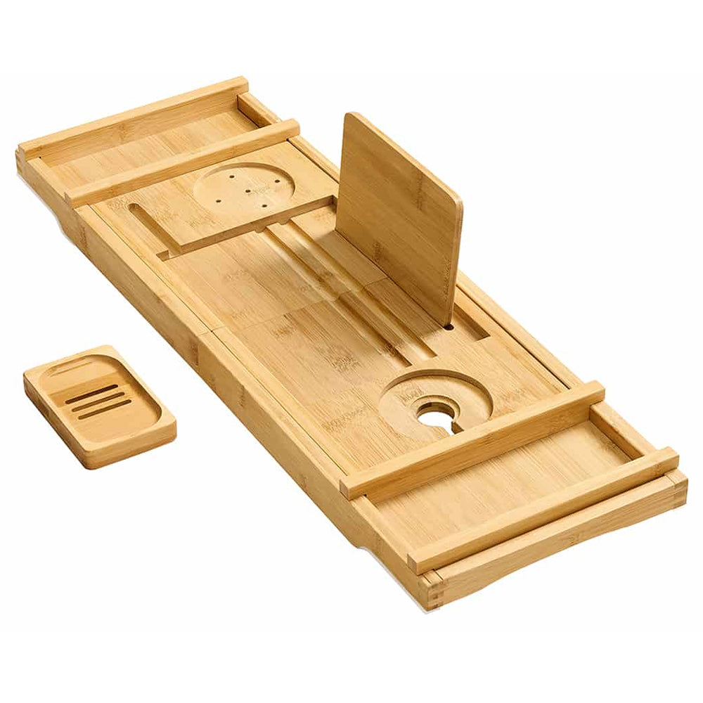 SONGMICS Suport cada extensibil din bambus, pliabil, 70–96 cm, bej natur