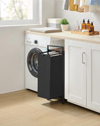 VASAGLE Cos rufe pentru spatii inguste, 47L cu sac textil detasabil, raft superior si cadru metalic, 42x22x75 cm, maro rustic