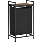 VASAGLE Cos rufe pentru spatii inguste, 47L cu sac textil detasabil, raft superior si cadru metalic, 42x22x75 cm, maro rustic