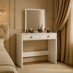 Masa de toaleta si machiaj  Mega cu 2 sertare și oglinda, 100x50x134 cm, finisaj alb