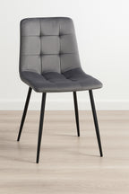 Scaun living tapitat cu catifea, spatar matlasat, 44x54x89 cm, gri